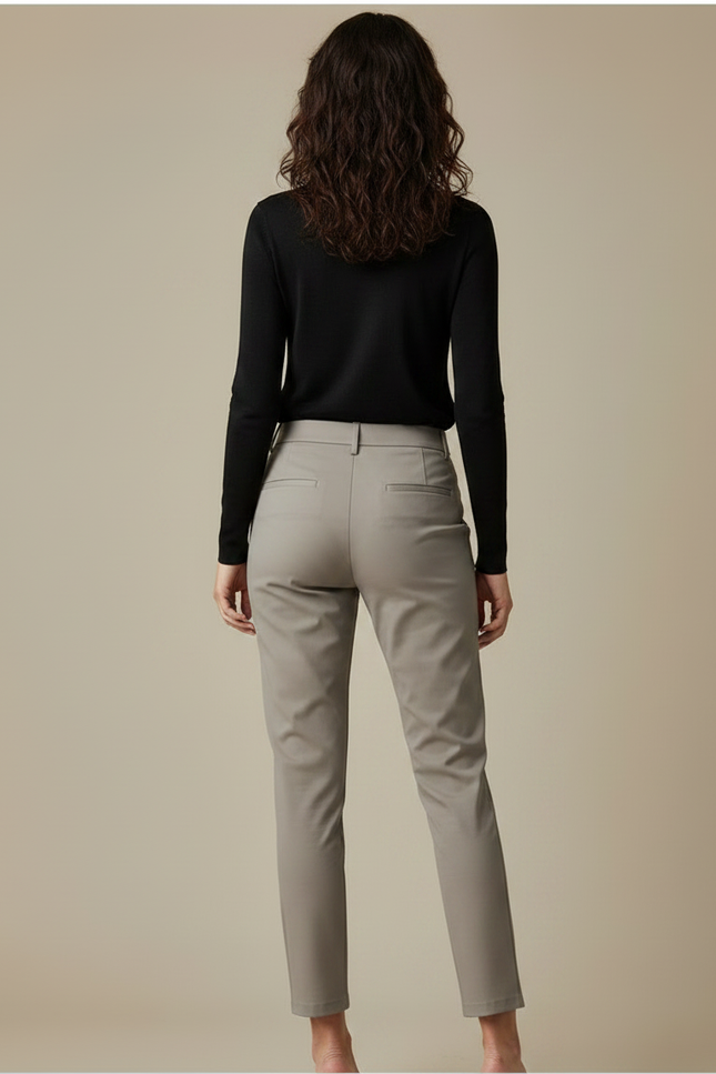 Pantalon Chino Gris Clair Slim Élégant Femme - Gabardine - vue 2