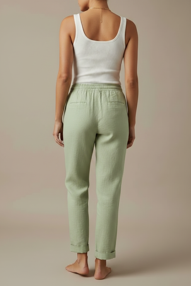 Pantalon Chino Femme Vert Menthe - Lin - vue 2