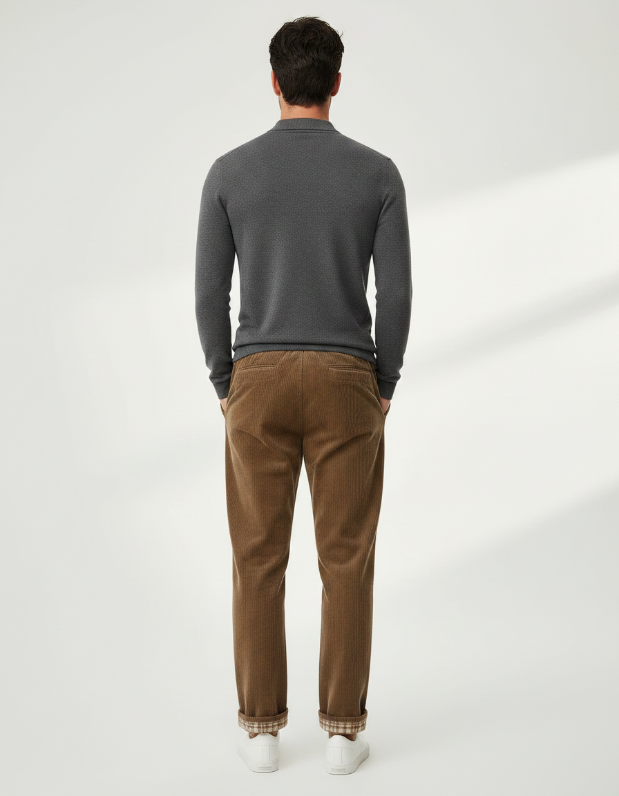 Pantalon Chino Marron Côtelé Droit Cordon Homme - Cordé - vue 2