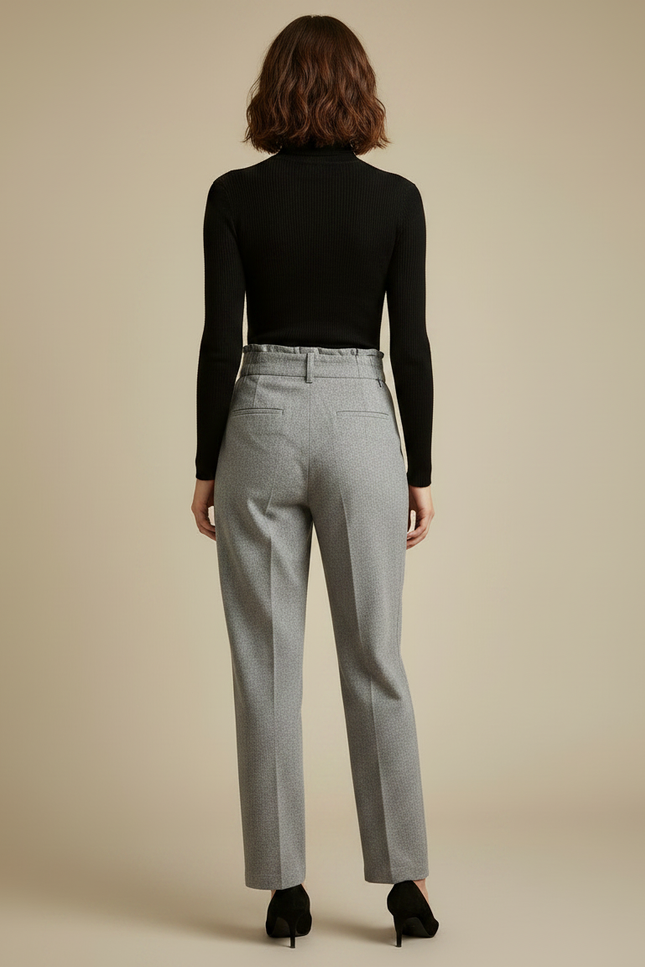 Pantalon Chino Gris Taille Haute Ample Décontracté Femme - Tweed - vue 2
