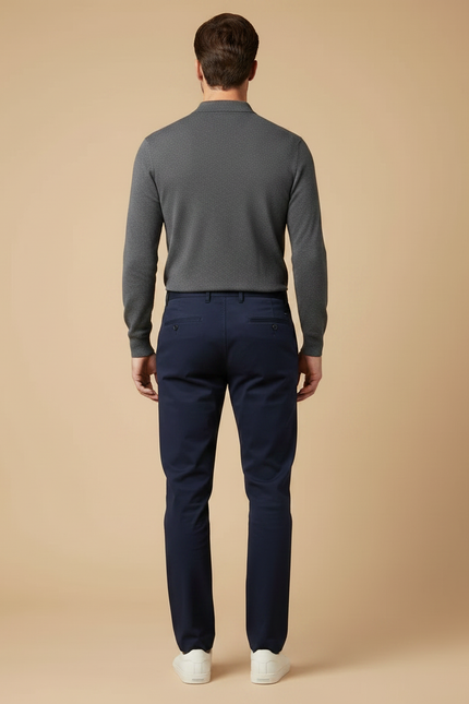 Pantalon Chino Stretch - Marine Coton - vue 2