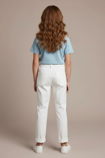 Pantalon Chino Junior - Blanc Gabardine - vue 2