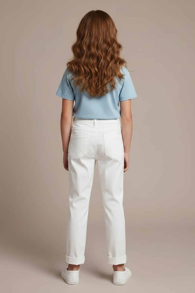 Pantalon Chino Junior - Blanc Gabardine - vue 2