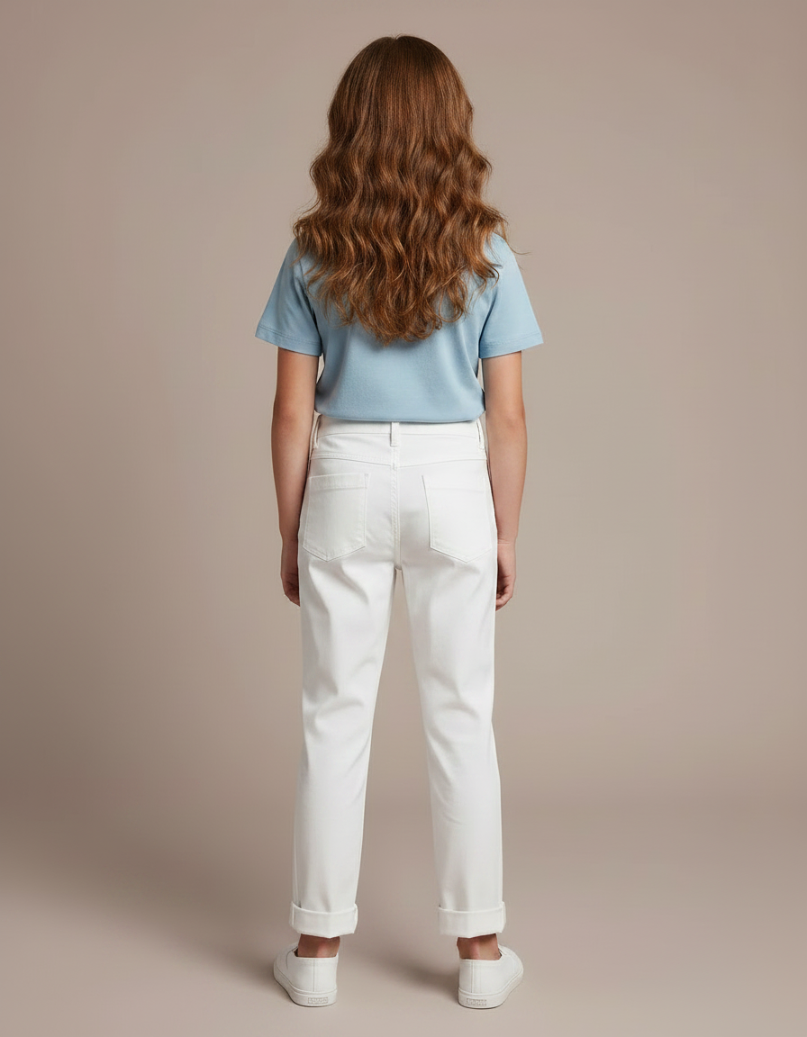 Pantalon Chino Junior - Blanc Gabardine - vue 2