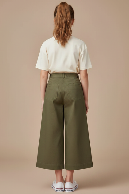 Pantalon Chino Kaki Ample Coton Enfant Décontracté - vue 2