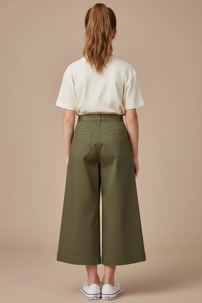 Pantalon Chino Kaki Ample Coton Enfant Décontracté - vue 2