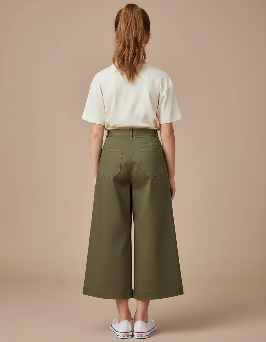 Pantalon Chino Kaki Ample Coton Enfant Décontracté - vue 2
