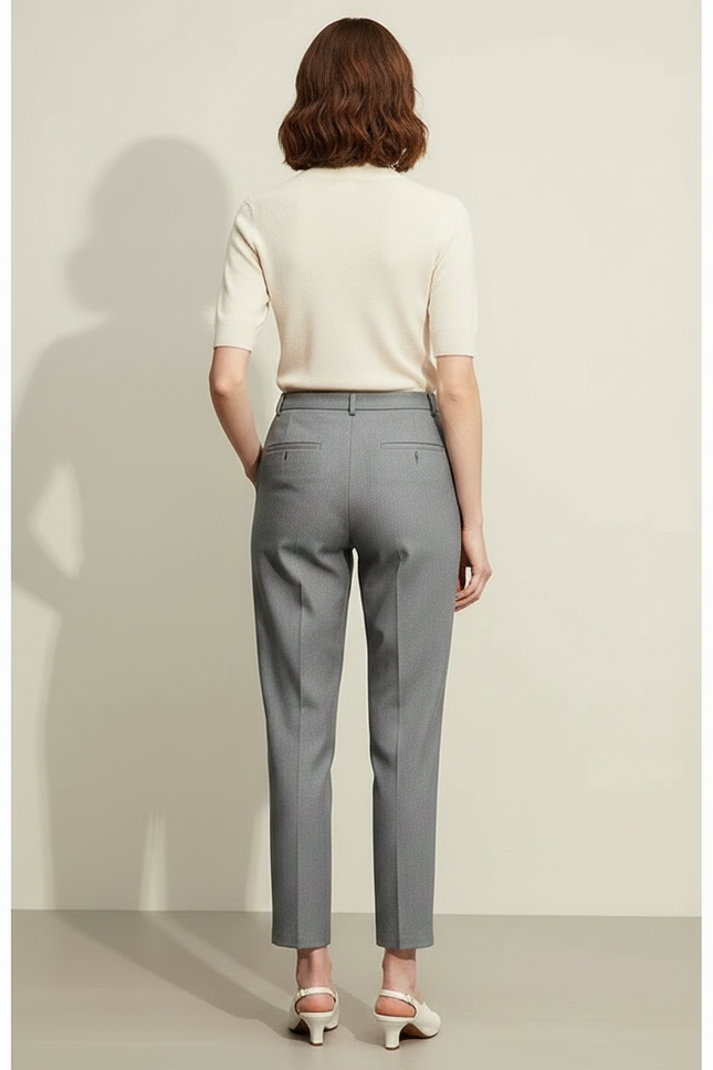 Pantalon Chino Gris Droit Élastique Élégant Femme - Gabardine - vue 2