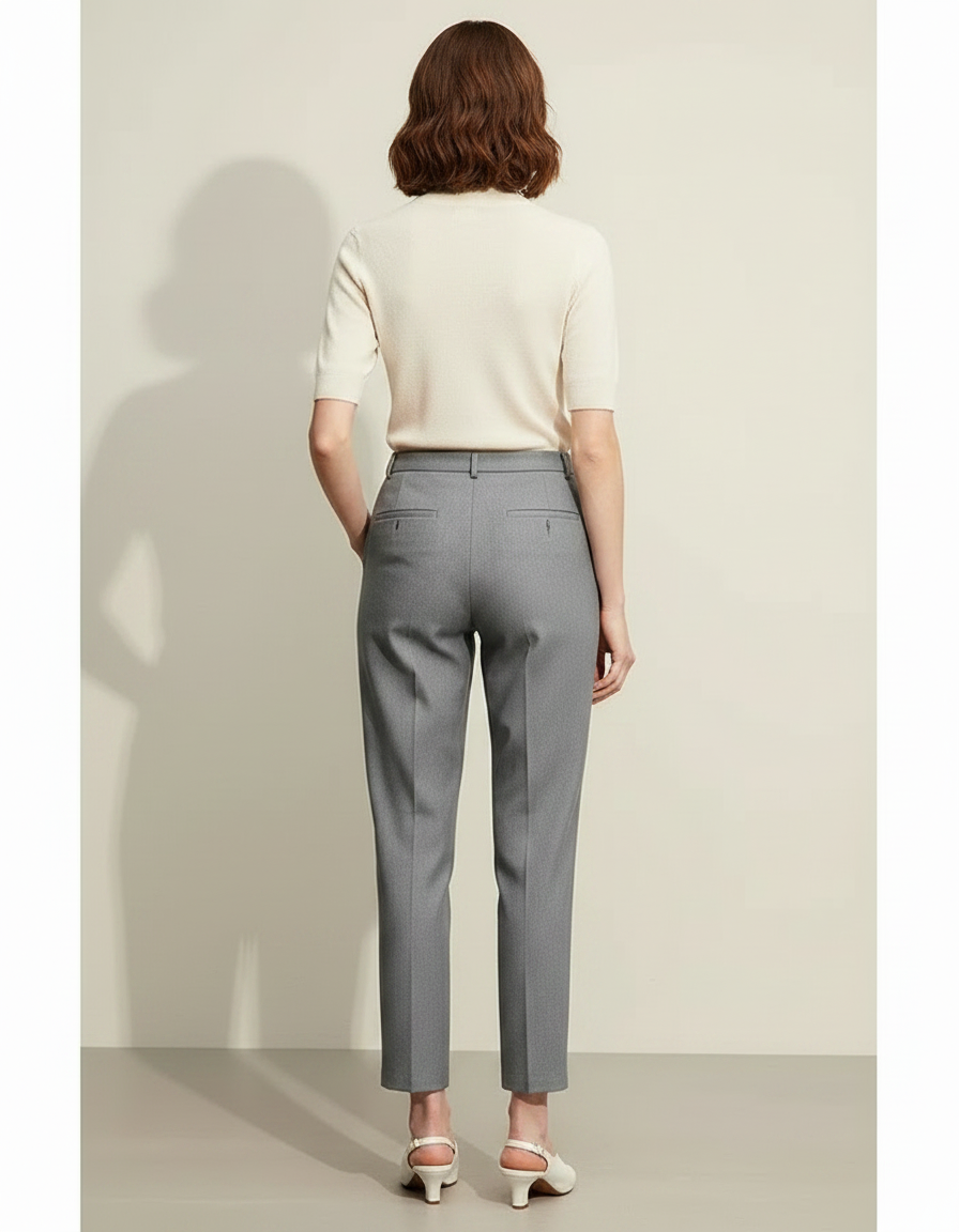 Pantalon Chino Gris Droit Élastique Élégant Femme - Gabardine - vue 2
