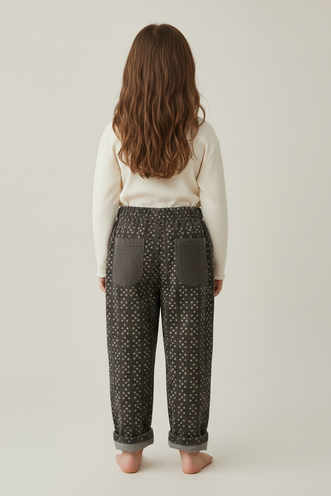 Pantalon Chino Gris Côtelé Imprimé Ample Enfant - Cordé - vue 2