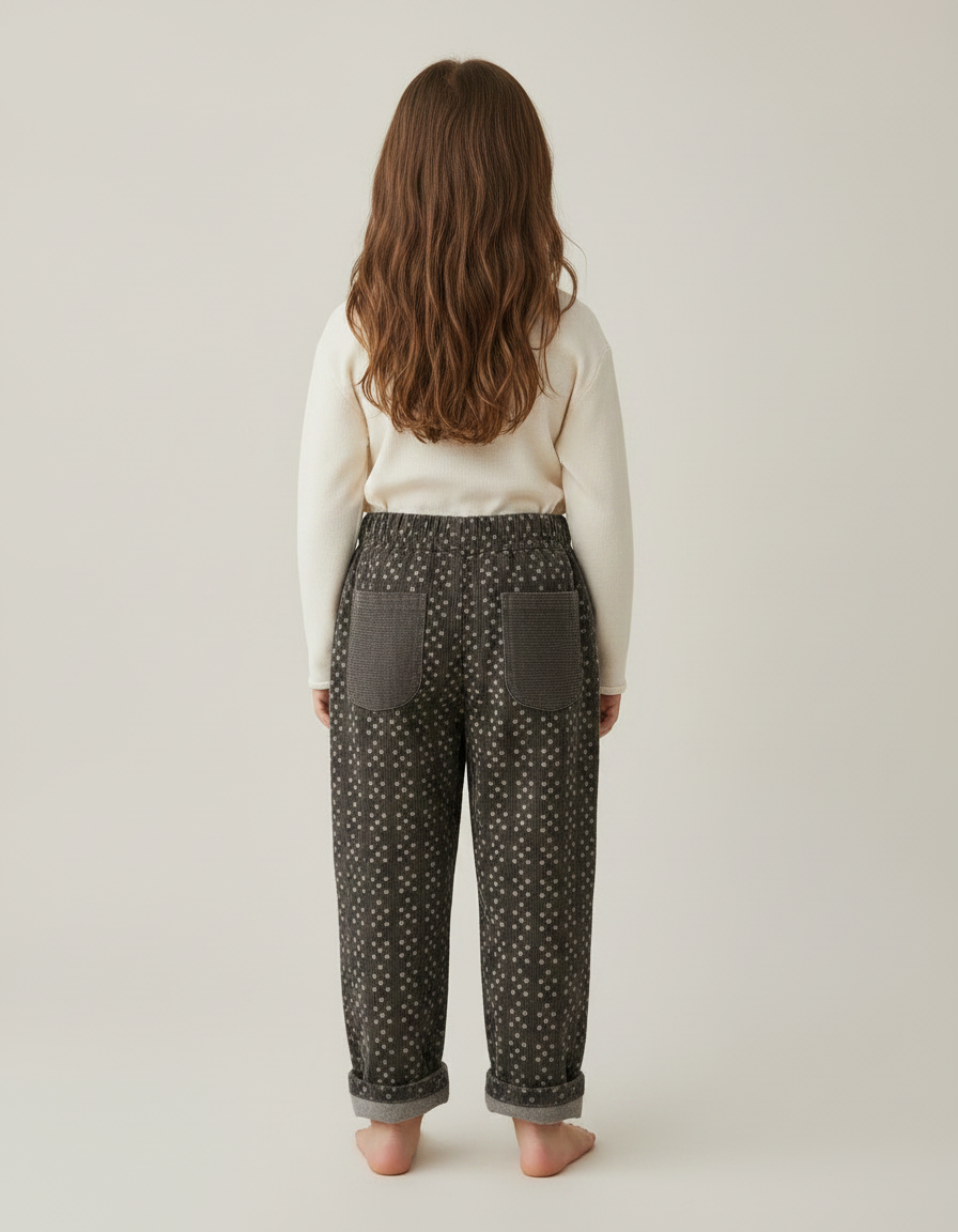 Pantalon Chino Gris Côtelé Imprimé Ample Enfant - Cordé - vue 2