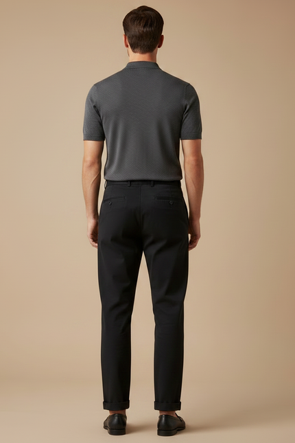Pantalon Chino Fusele - Noir Gabardine - vue 2