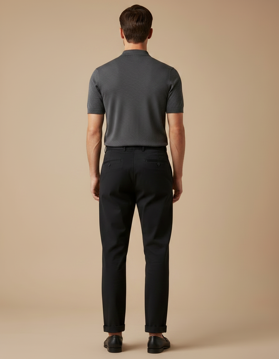 Pantalon Chino Fusele - Noir Gabardine - vue 2