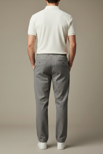 Pantalon Chino Gris Cordon Décontracté Homme Coton - vue 2