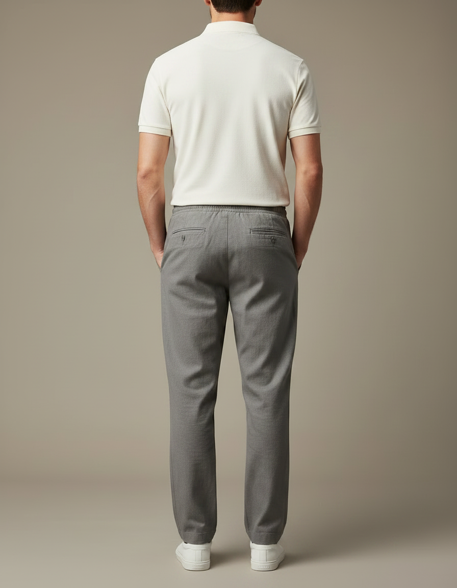 Pantalon Chino Gris Cordon Décontracté Homme Coton - vue 2