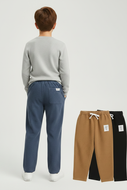 Pantalon Chino Côtelé Décontracté Droit Garçon Plusieurs Couleurs - Bleu Cordé - vue 2