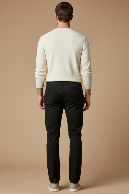 Slim Pantalon Chino Homme - Noir Coton - vue 2