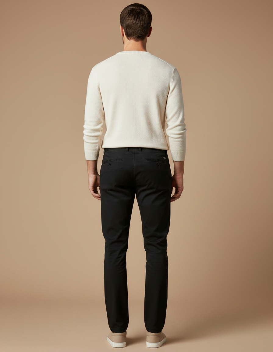 Slim Pantalon Chino Homme - Noir Coton - vue 2