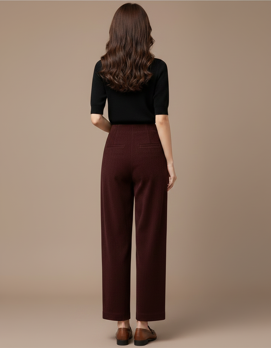 Pantalon Chino Bordeaux Velours Côtelé Ample Femme - Cordé - vue 2
