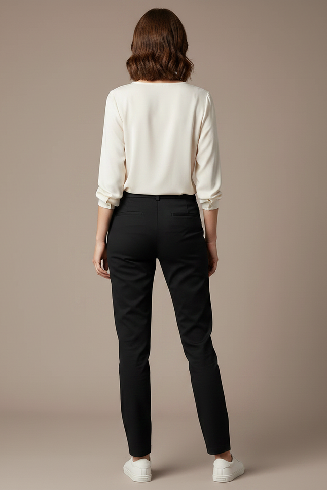Pantalon Chino Noir Slim Femme Décontracté Élégant - Coton - vue 2