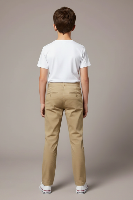 Pantalon Chino Beige Coton Droit Garçon Décontracté - vue 2