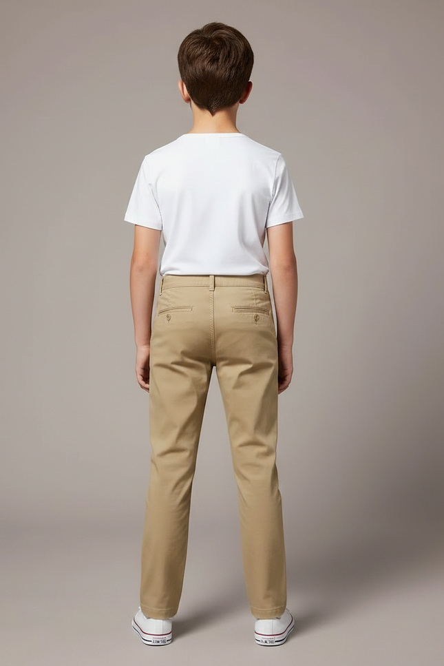 Pantalon Chino Beige Coton Droit Garçon Décontracté - vue 2