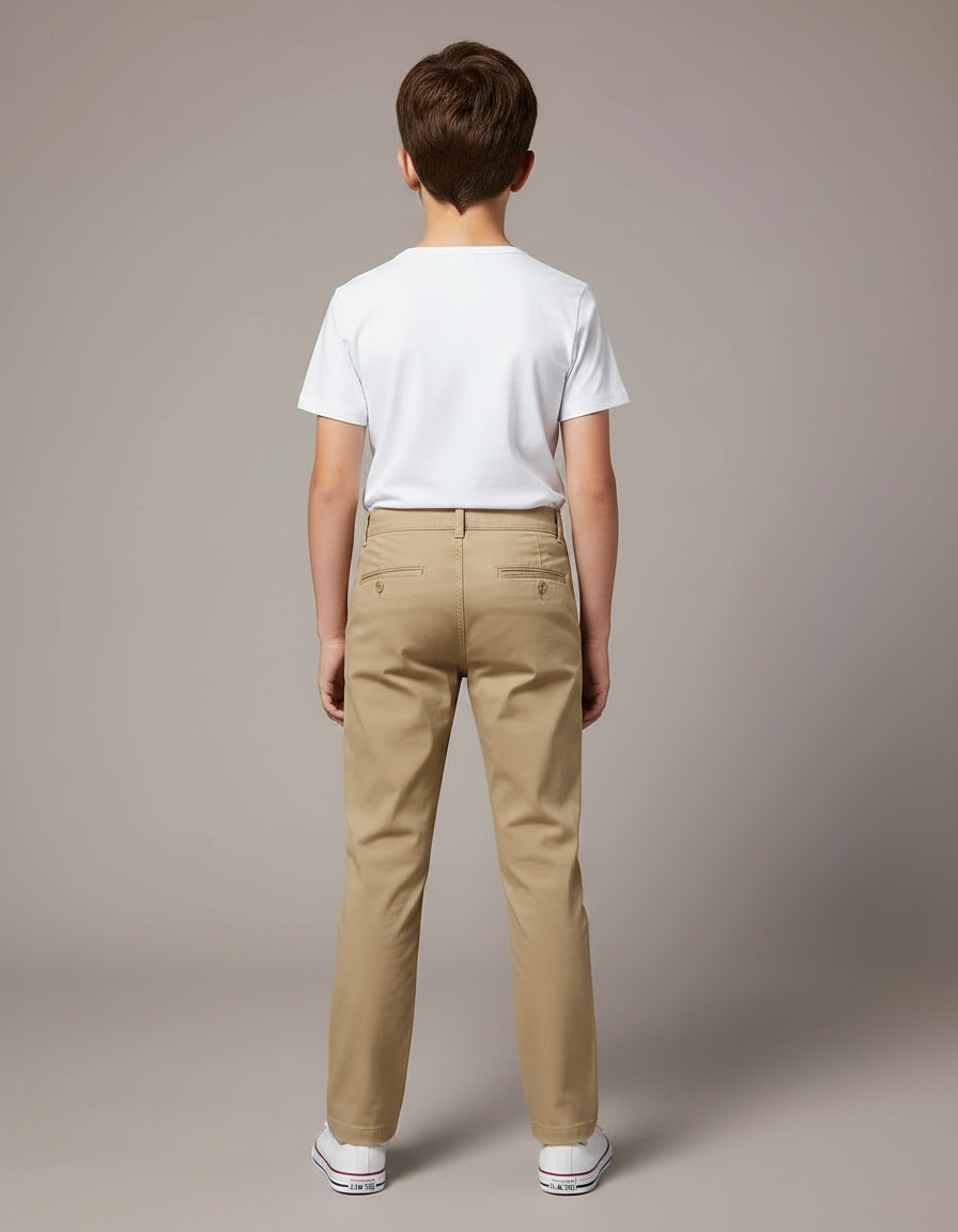 Pantalon Chino Beige Coton Droit Garçon Décontracté - vue 2