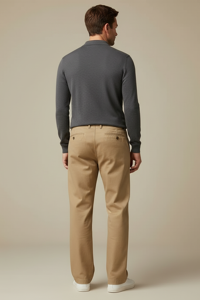 Pantalon Chino Marron - Kaki Coton - vue 2