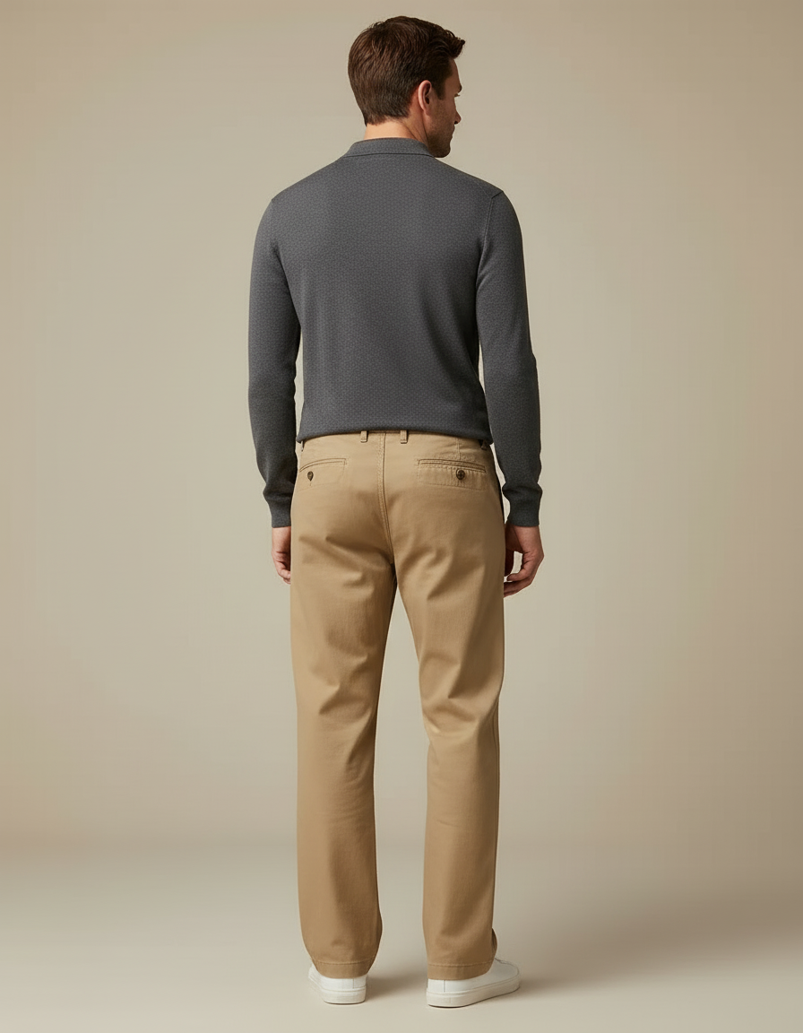 Pantalon Chino Marron - Kaki Coton - vue 2
