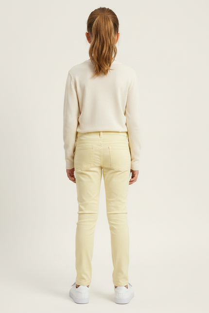 Pantalon Chino Jaune Clair Coton Slim Fille - vue 2