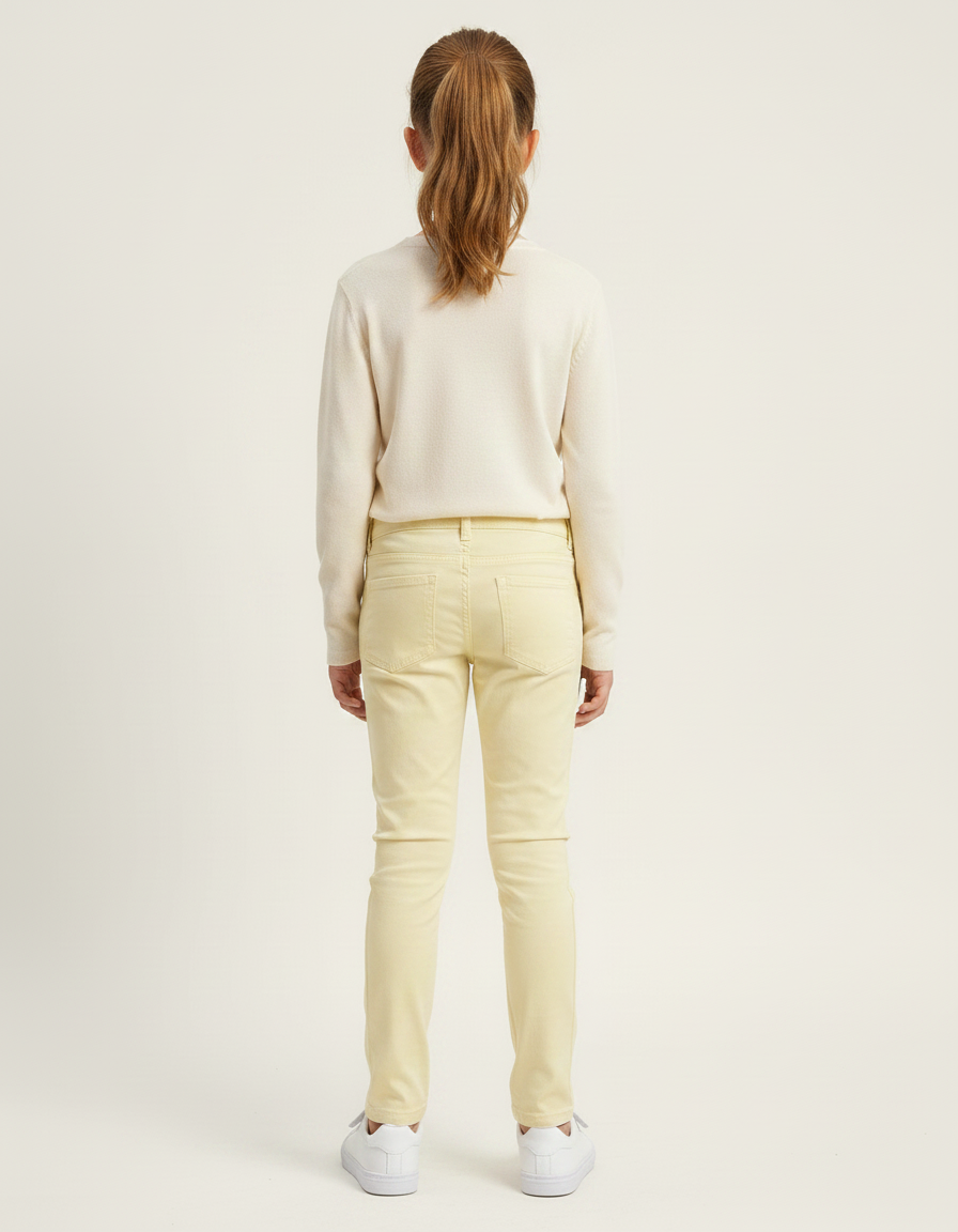 Pantalon Chino Jaune Clair Coton Slim Fille - vue 2