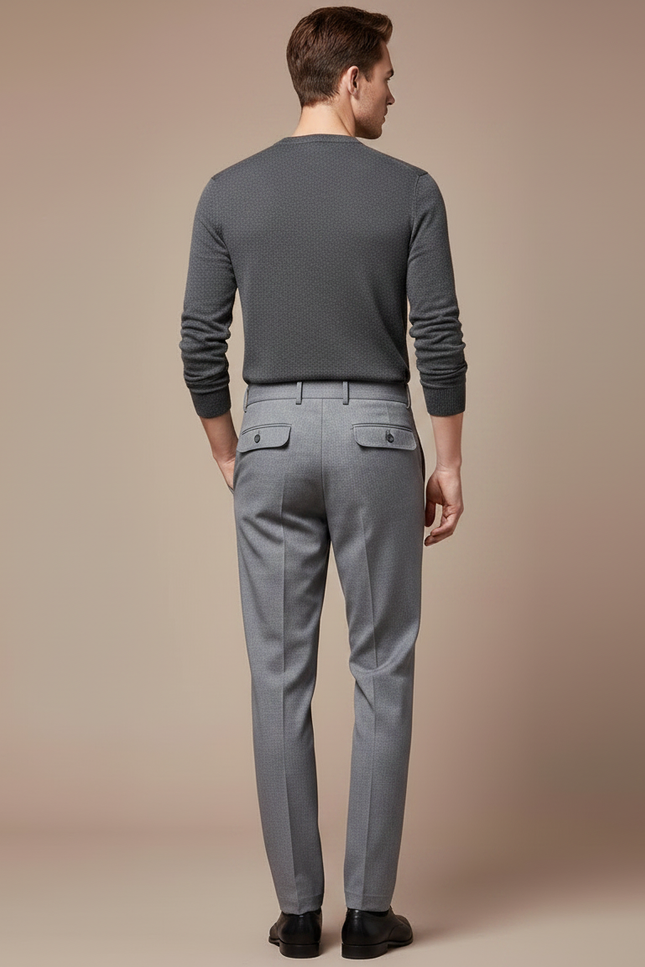 Pantalon Chino Gris Plissé Taille Haute Formel Homme - Gabardine - vue 2