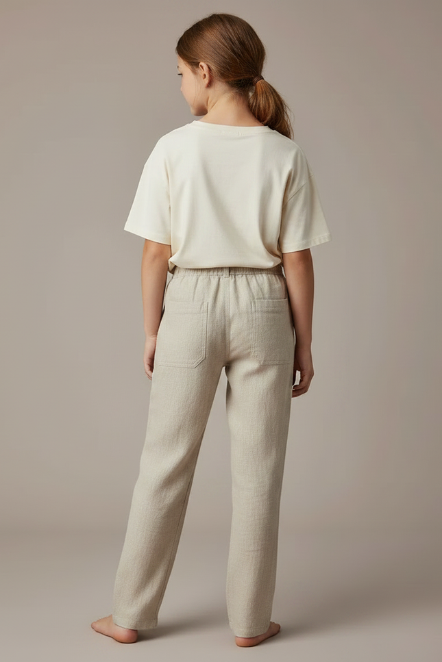Pantalon Chino Lin Beige Cordon Décontracté Fille - vue 2