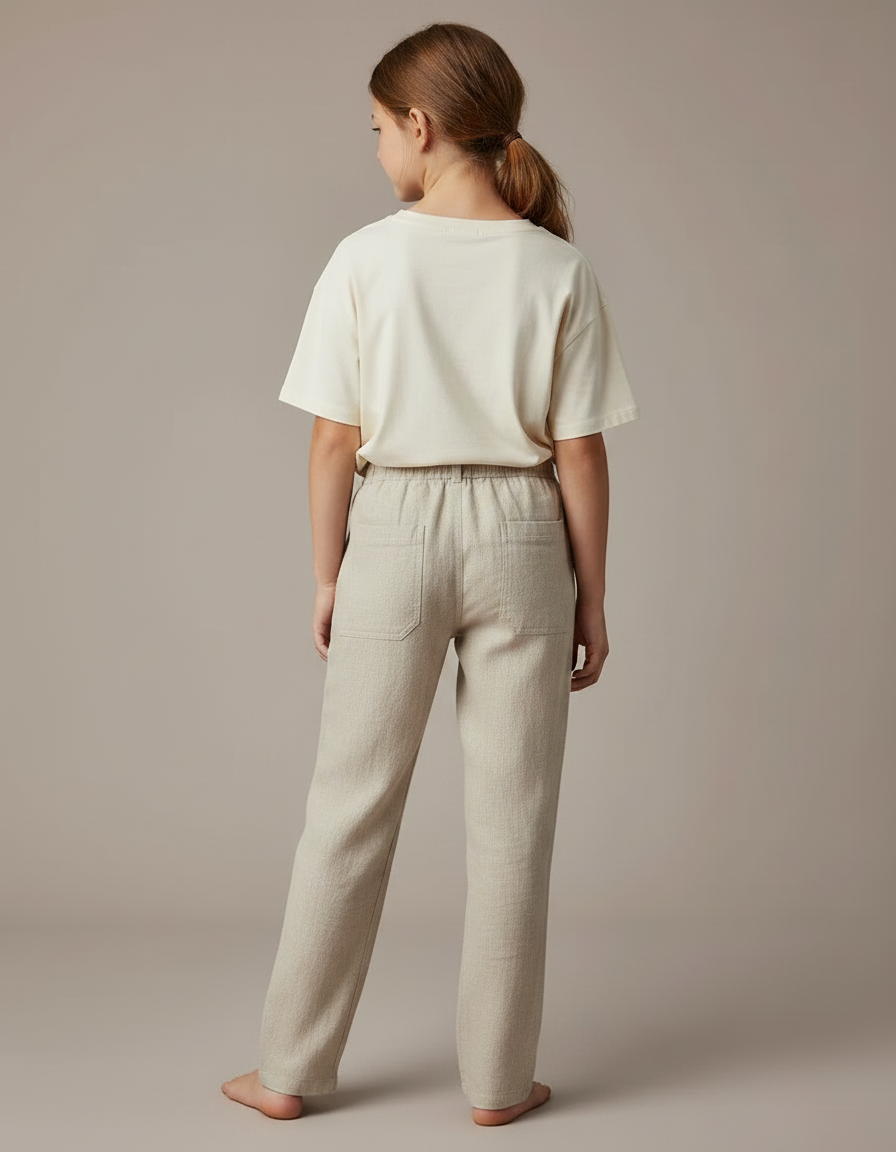 Pantalon Chino Lin Beige Cordon Décontracté Fille - vue 2