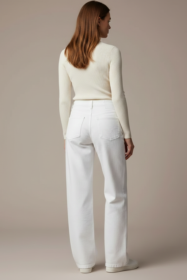 Pantalon Chino Femme Blanc Large - Jean - vue 2