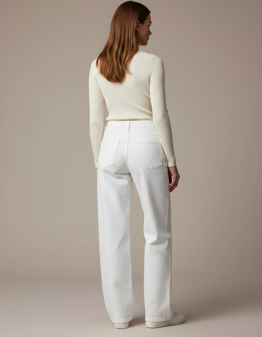 Pantalon Chino Femme Blanc Large - Jean - vue 2