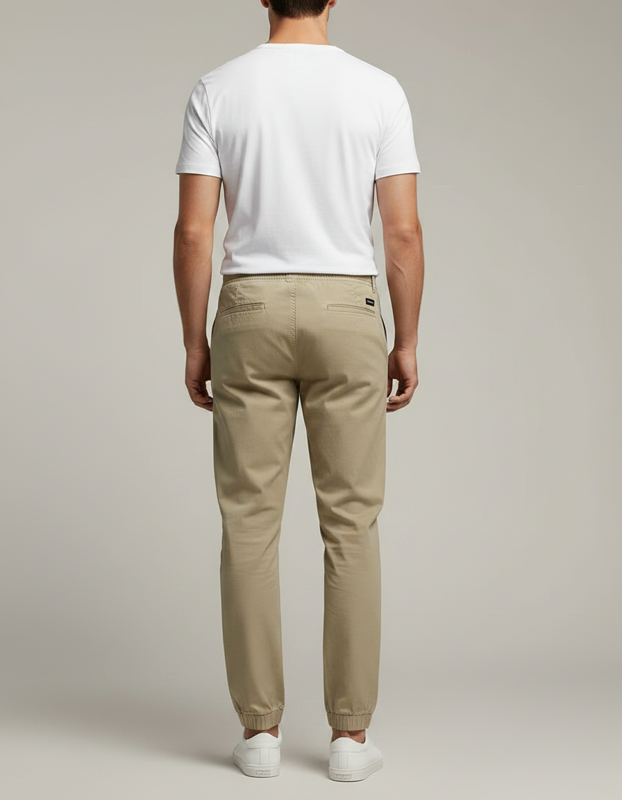 Pantalon Chino Resserre Aux Chevilles - Kaki Gabardine - vue 2