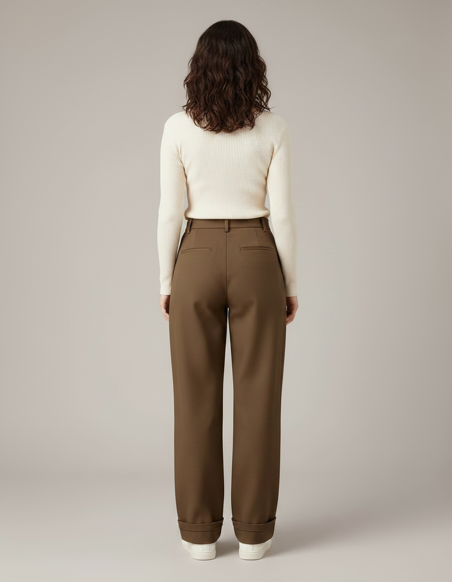 Pantalon Chino Marron Ample Décontracté Hiver Chaud - Gabardine - vue 2
