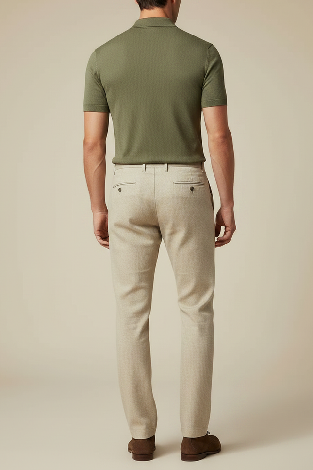 Pantalon Chino Beige Lin Droit Respirant Homme - vue 2