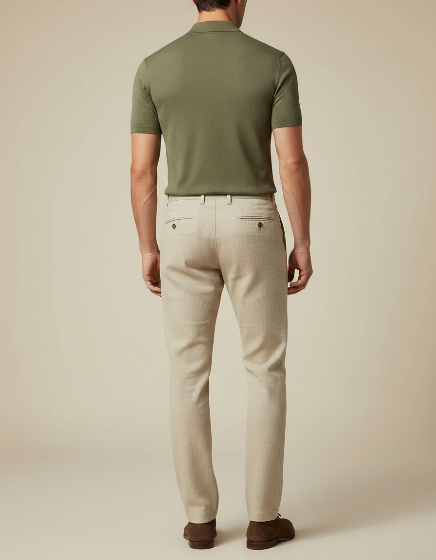 Pantalon Chino Beige Lin Droit Respirant Homme - vue 2