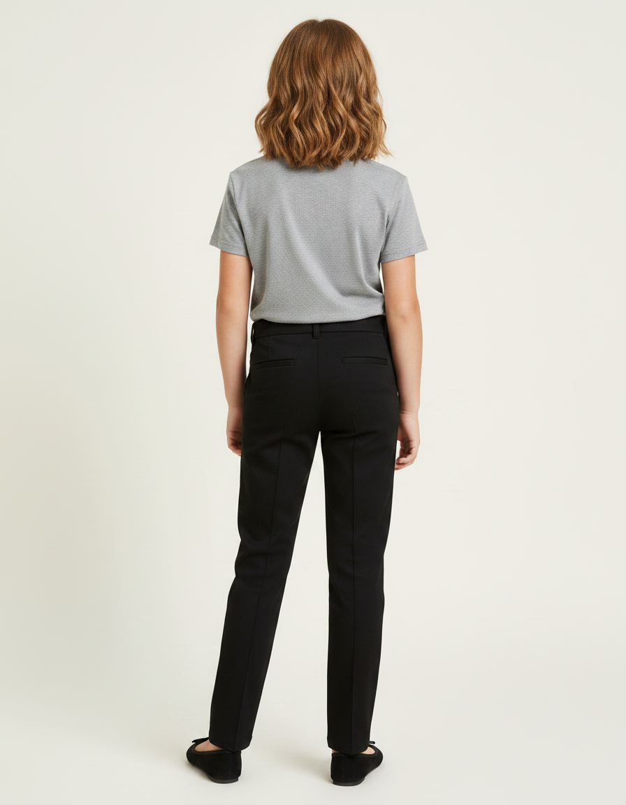 Pantalon Chino Noir Droit Simple Fille Confortable - Gabardine - vue 2