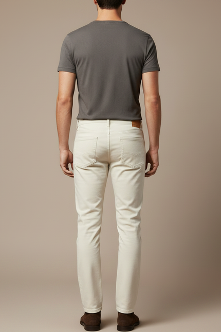 Pantalon Chino Beige Slim Coton Décontracté Homme - vue 2