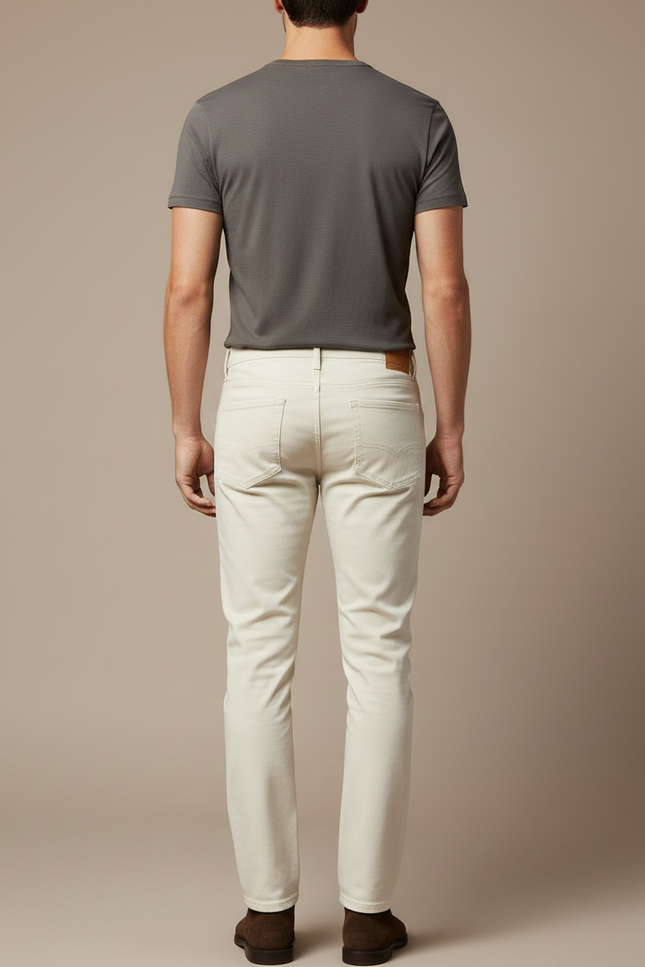 Pantalon Chino Beige Slim Coton Décontracté Homme - vue 2
