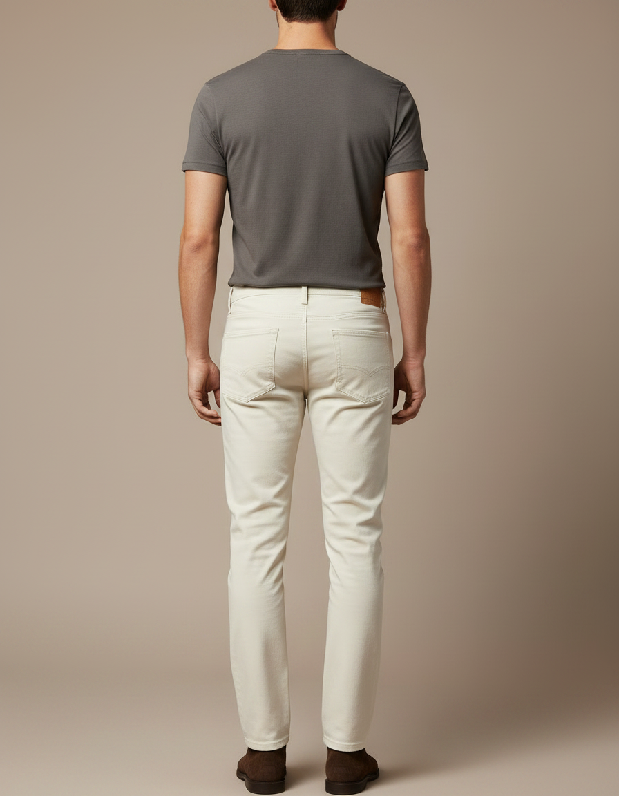 Pantalon Chino Beige Slim Coton Décontracté Homme - vue 2