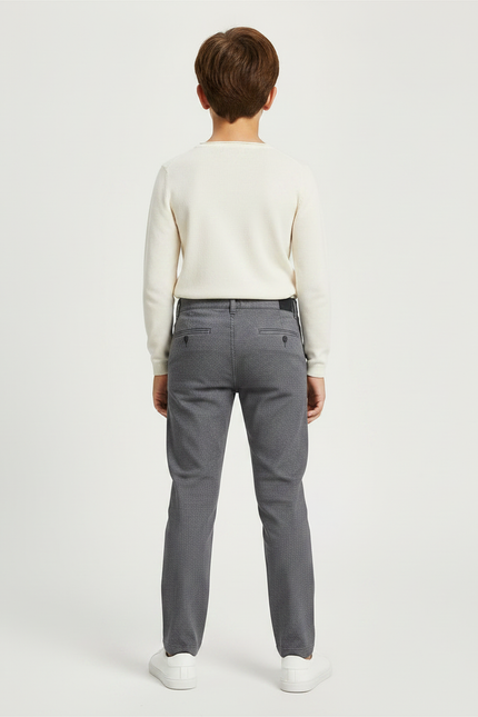 Pantalon Chino Gris Décontracté Coupe Droite Enfant - Coton - vue 2