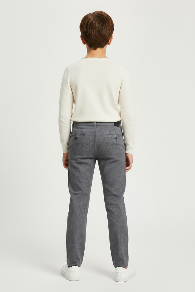 Pantalon Chino Gris Décontracté Coupe Droite Enfant - Coton - vue 2