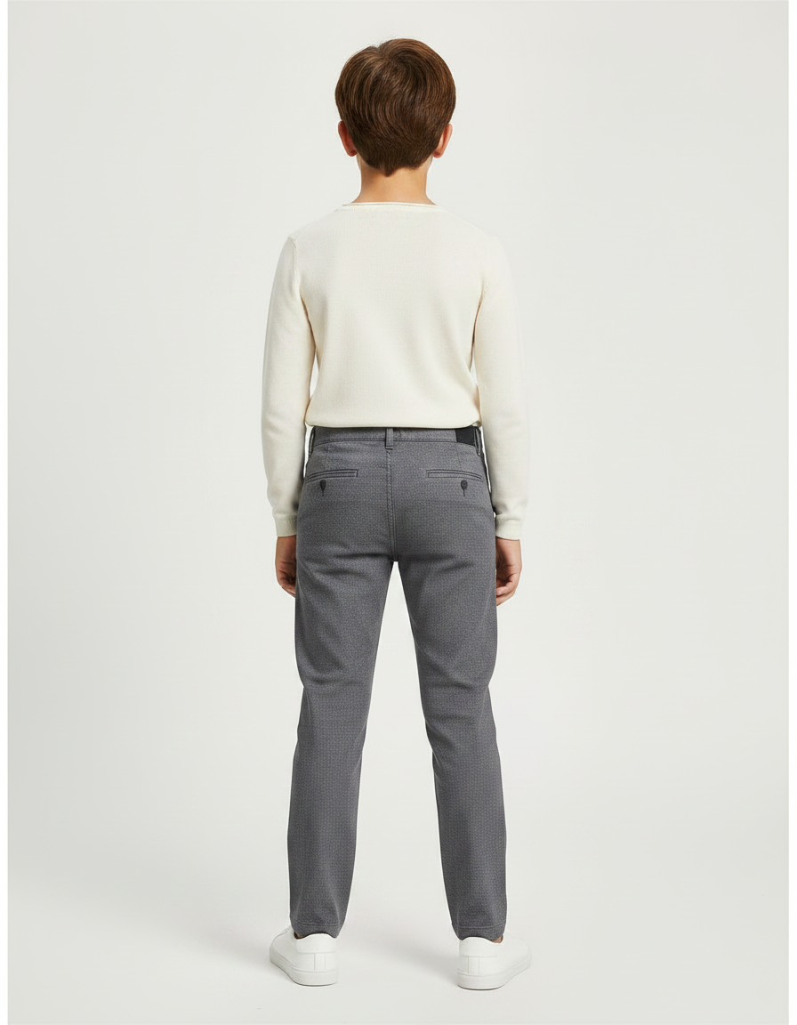 Pantalon Chino Gris Décontracté Coupe Droite Enfant - Coton - vue 2