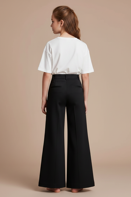 Pantalon Chino Noir Ample Fluide Enfant - Gabardine - vue 2