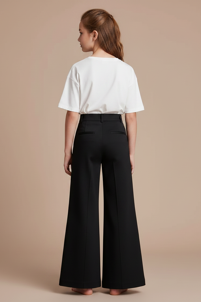 Pantalon Chino Noir Ample Fluide Enfant - Gabardine - vue 2
