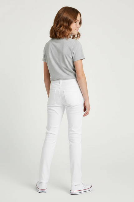Pantalon Chino Blanc Droit Coton Élastique Enfant - vue 2